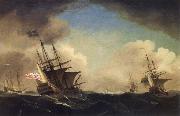 Monamy, Peter A squadron of English ships beating to windward in a gale oil painting artist